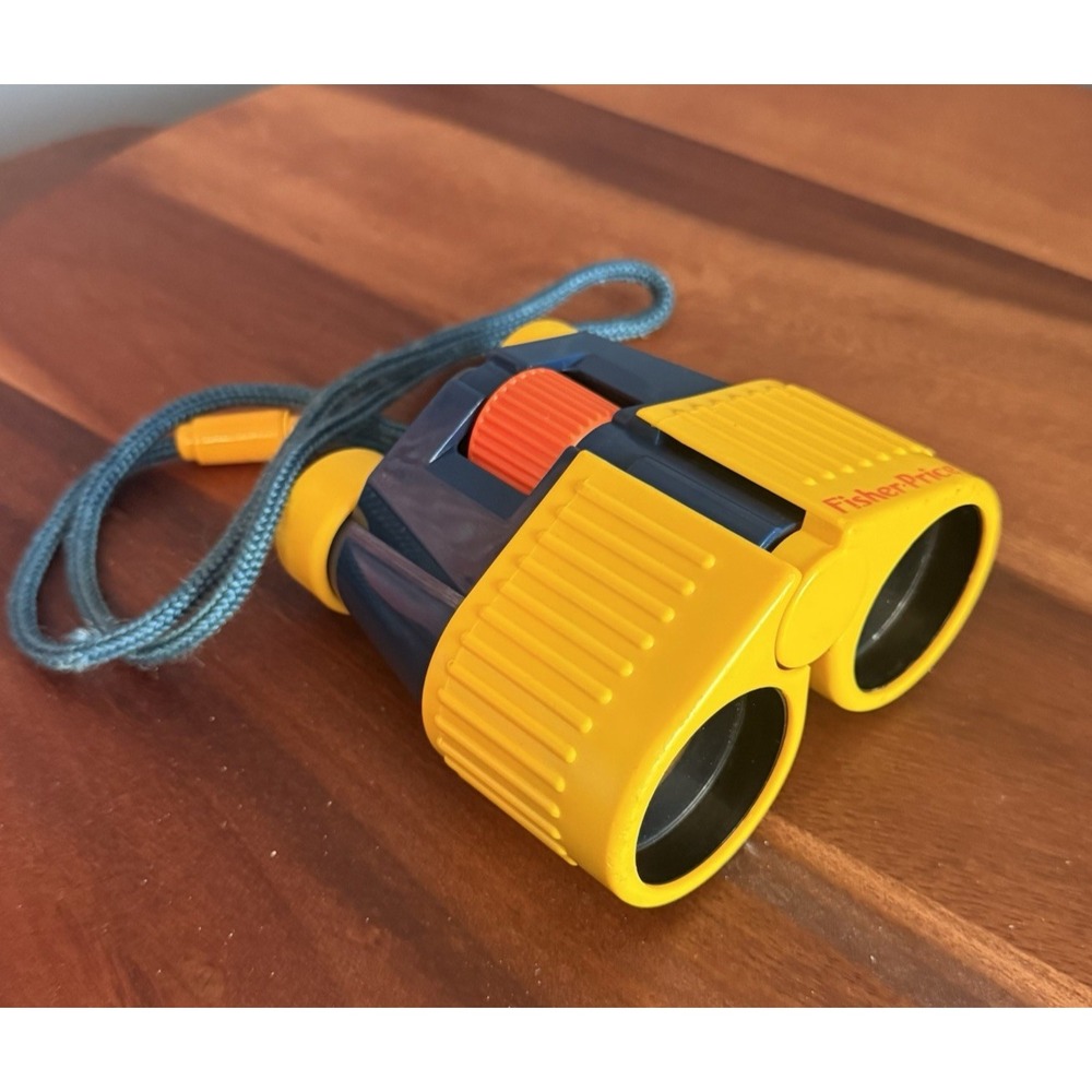 1986 Vintage Fisher-Price Binoculars Blue & Yellow With Adjustable Lens/Lanyard